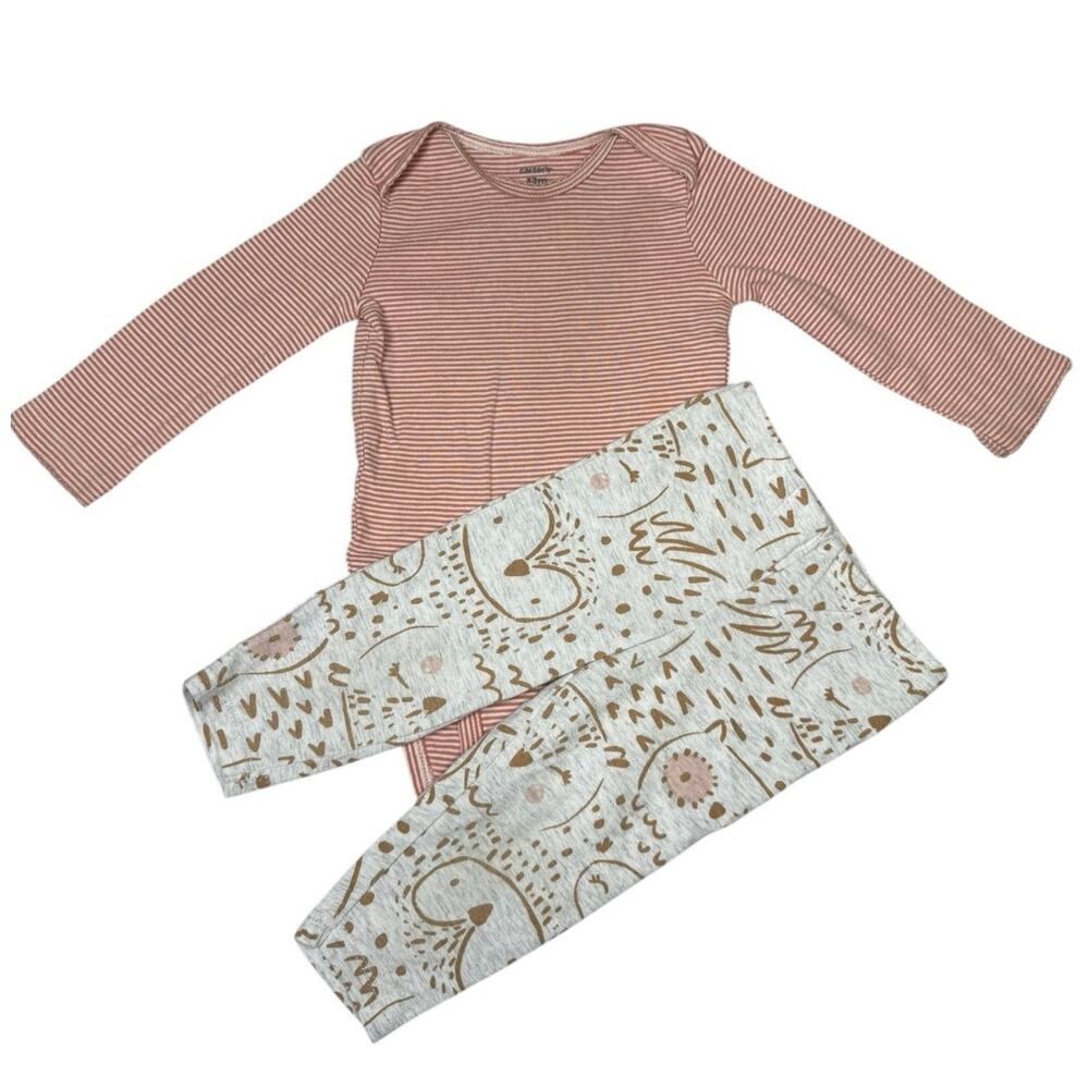 Carter's Matching Outfit Girls Owls Blush Pink Gray 12 Months